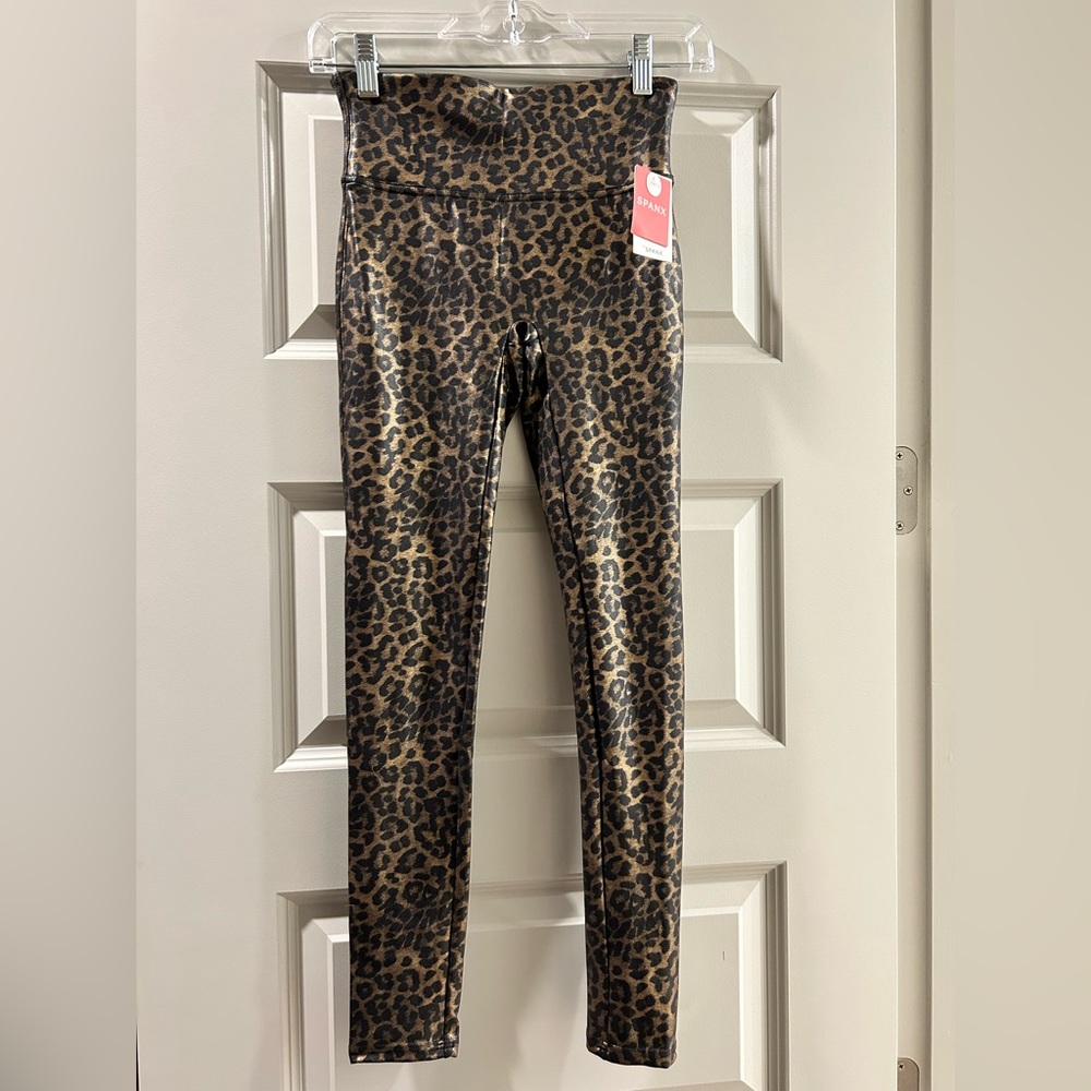 NWT SPANX Faux Leather Leopard Leggings S